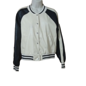 Anthropologie Varsity Jacket Vegan Leather size M